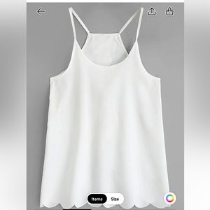 Scalloped hem back slit cami top